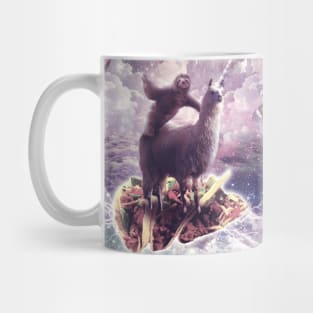 Sloth Riding Unicorn Llama on Taco Mug